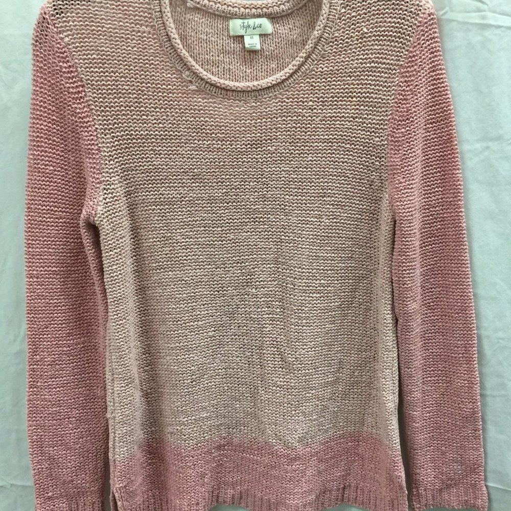 Style & Co. Women Scoop Neck Knit Sweater French Tulip XL